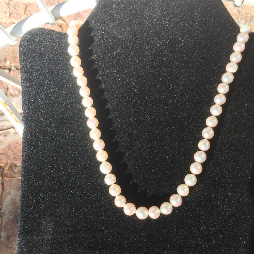 AA Pink Natural Pearl Necklace 14k clasp